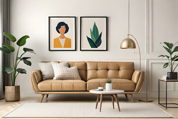 modern living room with sofa 3d render 