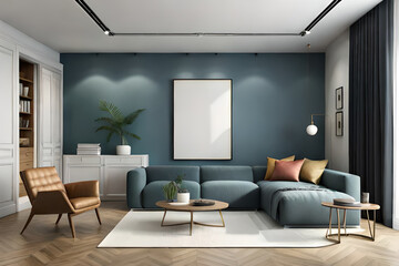 Fototapeta premium modern living room wall poster mockup 