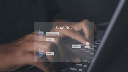 Businessman ChatBot with AI Artificial Intelligence. Digital robot application.