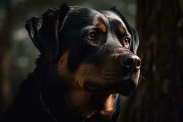 Adorable photo of a young Rottweiler, perfect as a new pet. Generative AI