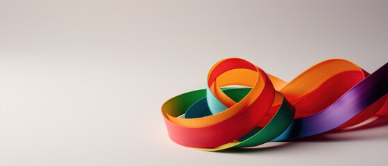 Colorful intertwined ribbons representing diverse sexual orientation, LGBTQ+ concept, generative ai