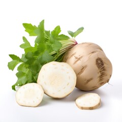 Jicama Isolated on White. Generative AI