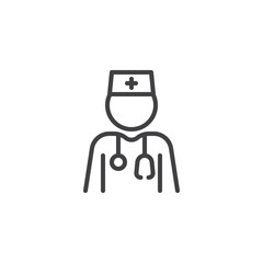 Doctor with stethoscope line icon