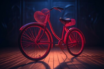 Naklejka na ściany i meble Bicycle with heart-shaped wheels. Generative AI