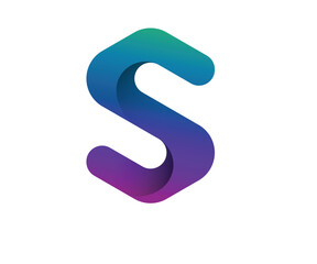 3d S logo design vector template