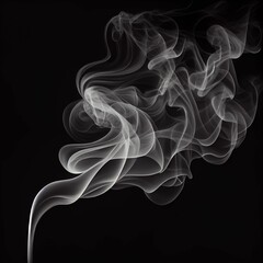 White smoke wave background or wallpaper on isolated black background. Generative AI.