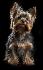 Yorkshire Terrier Dog isolated on black background, Generate by AI