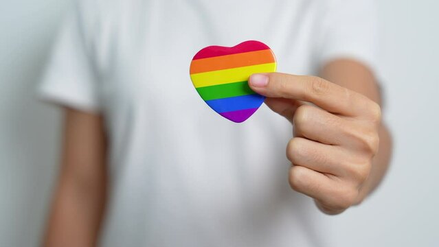 LGBT pride month concept or LGBTQ+ or LGBTQIA+ with rainbow heart shape for Lesbian, Gay, Bisexual, Transgender, Queer, Intersex, Asexual, Agender, Non Binary, Two Spirit, Pansexual and Demisexual