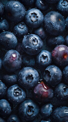 Blueberries with water drops on a dark background. Close-up.