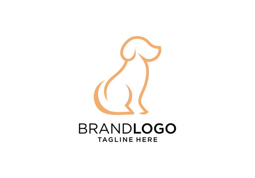 dog monoline concept vector logo design
