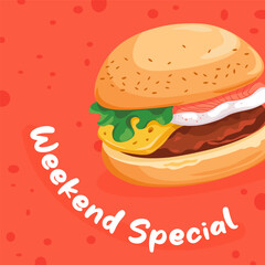 Weekend special, hamburger in store or shop cafe