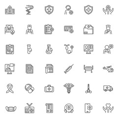 Medical care service line icons set