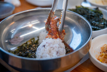 South Korea food. Stir fried Octopus spicy food