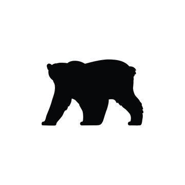 Black silhouette outline shape of bear walking, vector illustration isolated.