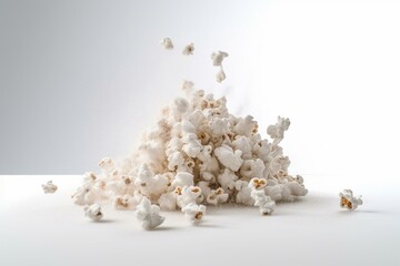 White isolated background with popcorn clouds. Generative AI
