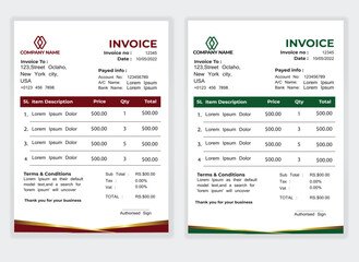 Business Minimal Corporate Invoice design template vector illustration bill form price . Creative template and stationery design payment agreement design template Cash Memo, Vector Quotation Design