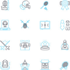 Direction linear icons set. Navigation, Orientation, Route, Bearings, Pathway, Heading, Guide line vector and concept signs. Positioning,Trajectory,Suggestions outline illustrations