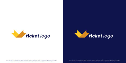 Travel ticket modern logo design illustration. Creative silhouette of travel ticket coupon card vacation holiday trip outdoor transportation. Fit for travel ticket booking company icon.