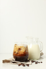 Cold drink for refreshing - ice coffee, space for text