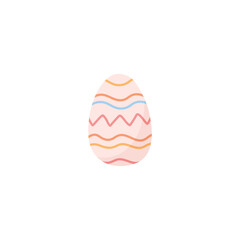 Cute Easter egg drawing, cartoon flat vector illustration isolated on white background.