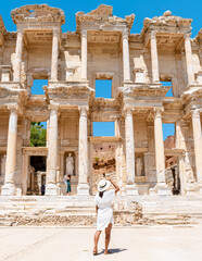 Ephesus ruins, Turkey, beautiful sunny day between the ruins of Ephesus Turkey - obrazy, fototapety, plakaty