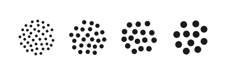 Coffee grain grind size. Ground coffee beans. Extra, fine, medium, coarse grinding degree icons. Vector illustration isolated on white background.