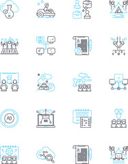 Contacting linear icons set. Call, Email, Message, Reach, Communicate, Connect, Notify line vector and concept signs. Alert,Inform,Interact outline illustrations