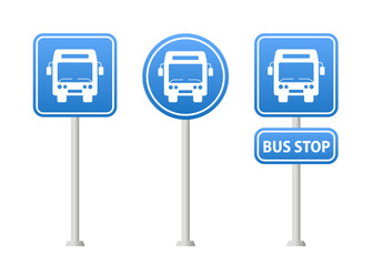 Bus installation post vector flat material design object. Bus stop sign. Flat design. Vector illustration