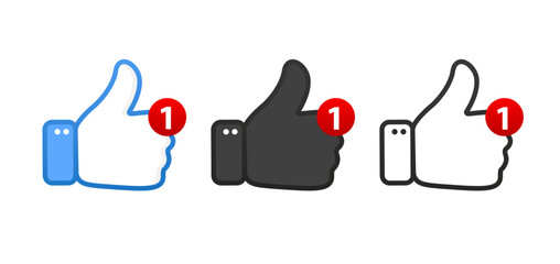 Thumbs up like a social network icon with a new thank you symbol. The idea is to run blogs and online messages, social networks. Notification icon. Vector illustration