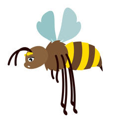Flying tired bee. Insect in cartoon style.