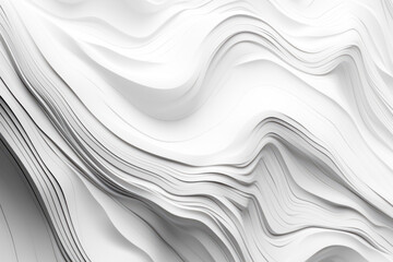 Abstract white background with wavy lines and curves in the form of wave. Generative AI.