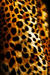 Close up of cheetah pattern with blurry background. Generative AI.