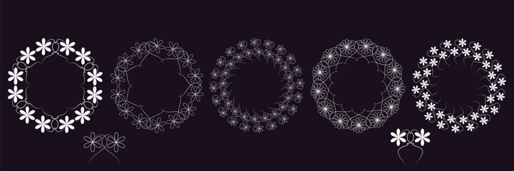 Botanical floral circle frames. wedding invitation cards and poster, template design. Elegant minimal style floral vector isolated set.