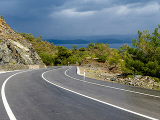 Scenes of the winding and sloping roads of the Aegean region