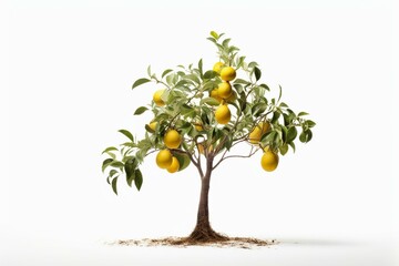 Singular lemon tree on white background. Generative AI