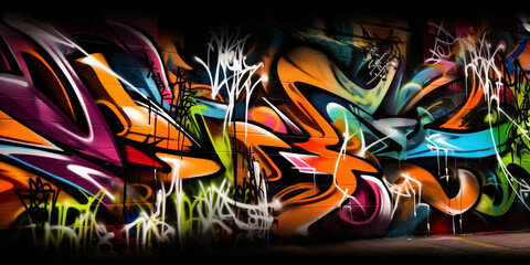 Graffity Wand Bemahlung in bunter Kunst, ai generativ