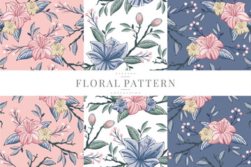 vintage flower pattern collection vector template