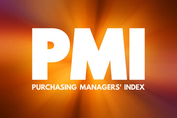 PMI Purchasing Managers' Index - economic indicators derived from monthly surveys of private sector companies, acronym text concept background