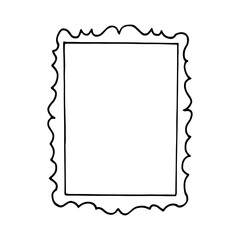 frame hand drawn in doodle style. Border decor for photos and pictures.