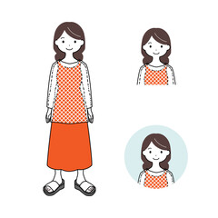 私服の女性のイラストセット