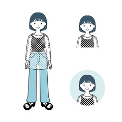私服の女性のイラストセット