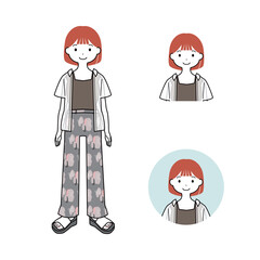 私服の女性のイラストセット