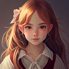 Adorable manga girl portrait