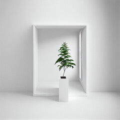 Minimalistic mockup frame with a small plant