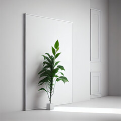 Minimalistic mockup frame with a small plant