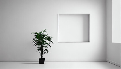 Minimalistic mockup frame with a small plant