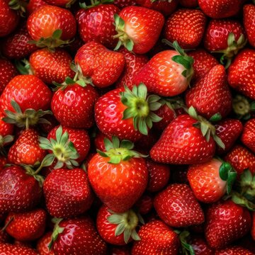 Full frame of fresh strawberries! Fresh AI generated strawberries!