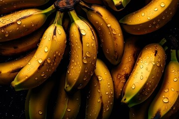 Full frame of fresh Bananas. Fresh ai generated Bananas.
