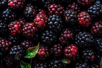 Fresh ai generated Blackberrys. Full frame of fresh Blackberrys.