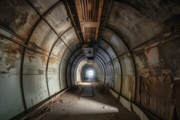 Fototapeta na wymiar Skyward tunnel leading to prison. Generative AI